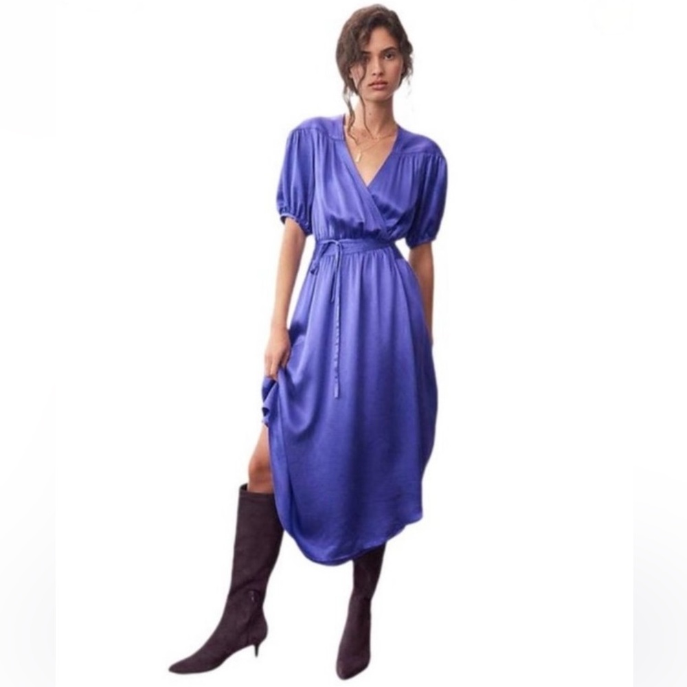 Anthropologie Violet Satin Midi Dress